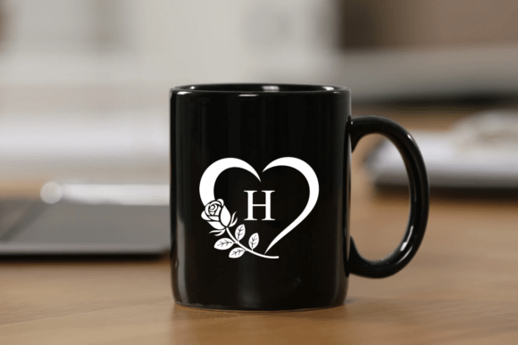 Rose Heart Monogram Font PNG with transparent background - Preview 1