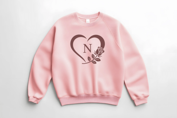 Rose Heart Monogram Font PNG with transparent background - Preview 4