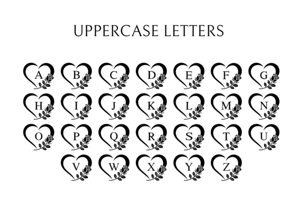 Rose Heart Monogram Font PNG with transparent background - Preview 5