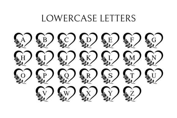 Rose Heart Monogram Font PNG with transparent background - Preview 6