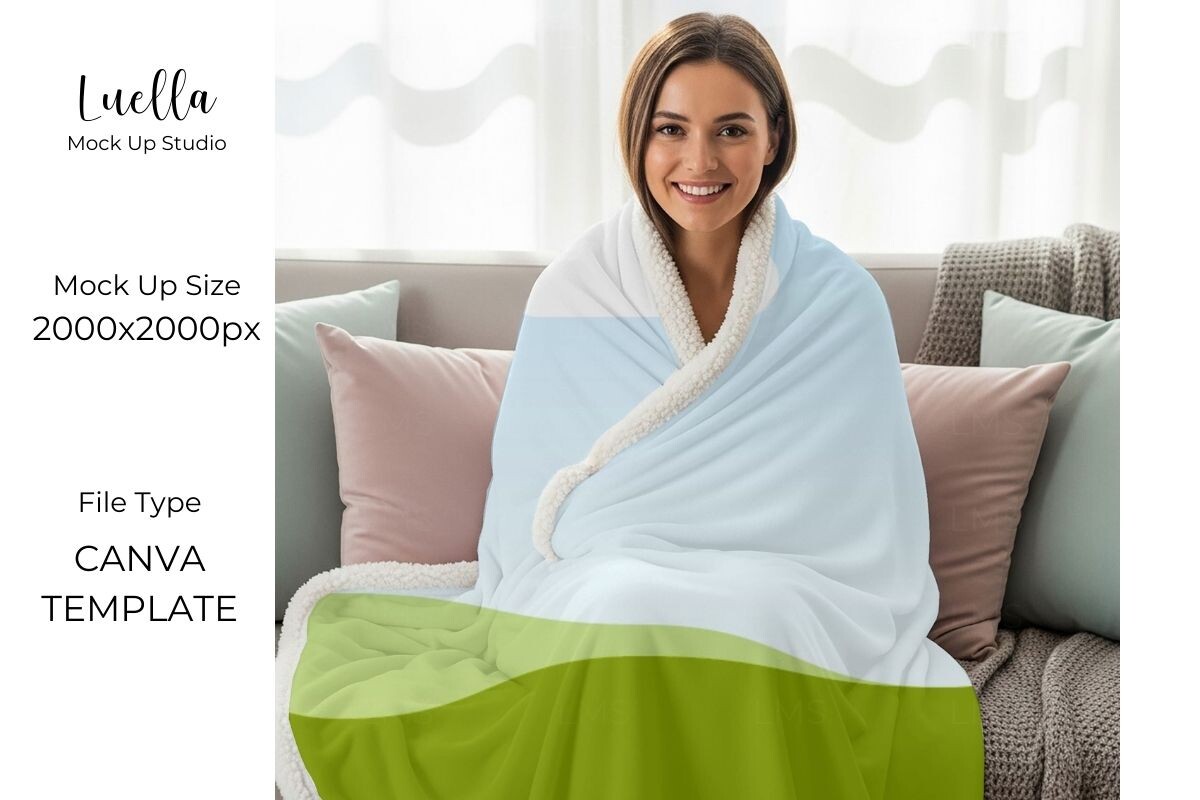 Sherpa Blanket Mockup | Canva Template