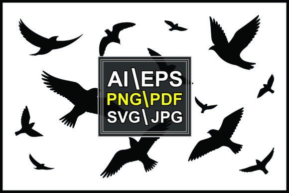 Silhouettes of Flying Birds Positions Gráfico Ilustraciones Imprimibles Por MD ABDUL MOMIN