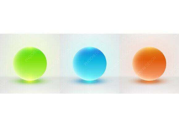 Three Vibrant Glowing Glass Sphere