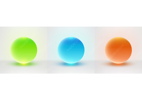 Three Vibrant Glowing Glass Sphere