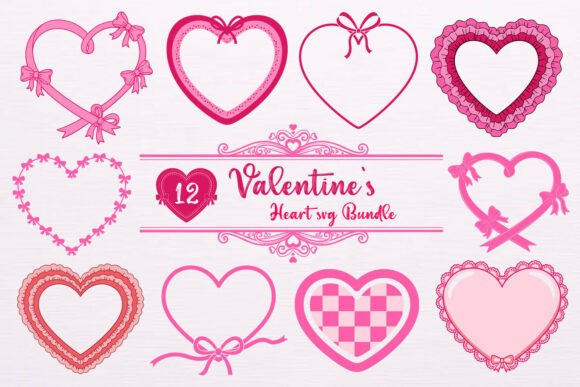 Valentines Ribbon Heart Frame SVG