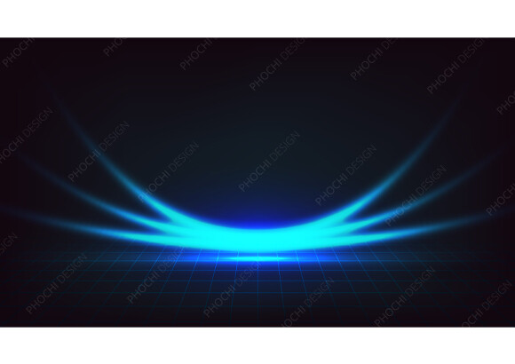 Energetic Blue Neon Light Arc Glows