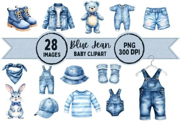 Blue Jean Denim Baby Clipart Graphic Graphic Templates By Ink & Vibe