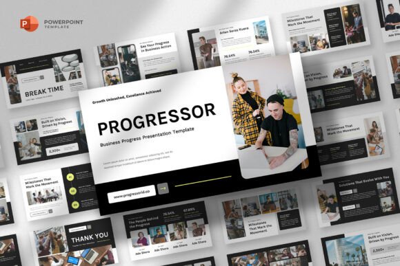 Preview of Business Progress Powerpoint Template business report presentation template