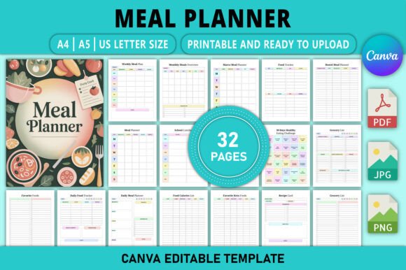Editable Meal Planner Canva Template