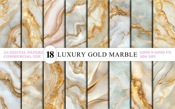 Luxury Gold Vein Marble Abstract Papers