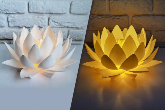 Nymphaea Siam White &ndash; LED Night Light&nbsp;3D Print Model 3D Printing By exkluzive