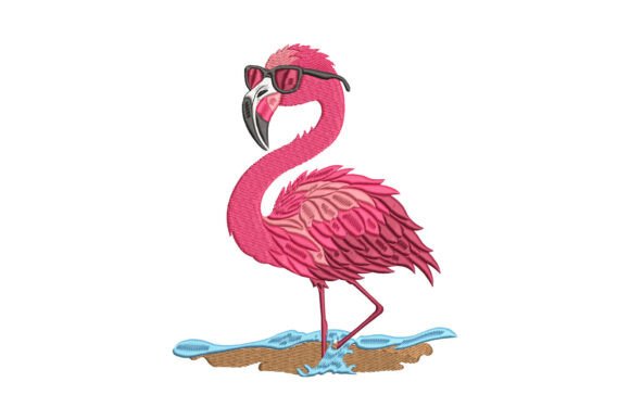 Pink Flamingo Wearing Sunglasses