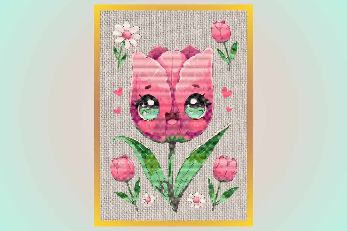 Cute Kawaii Tulip Flower