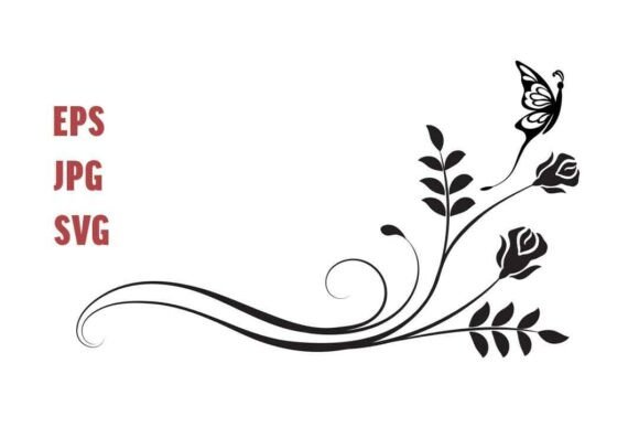 Floral Corner Ornament with Butterfly