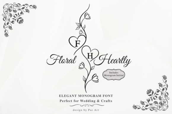 Preview specimen of Floral Heartly Monogram decorative font