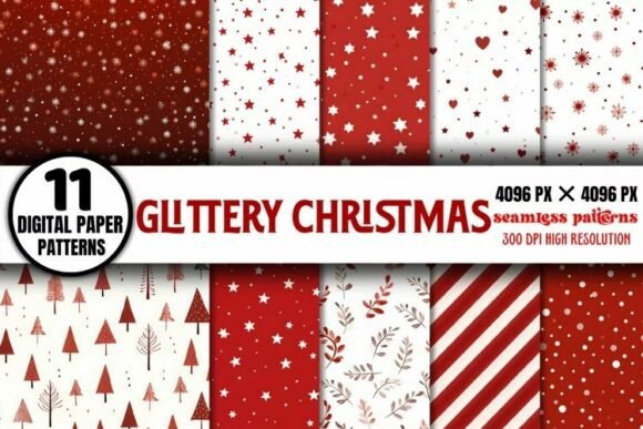 Glittery Christmas Digital Paper Pack