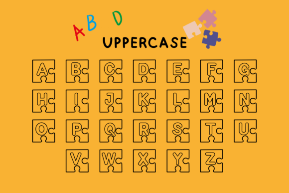 Kids Letter Jigsaw Font PNG with transparent background - Preview 5