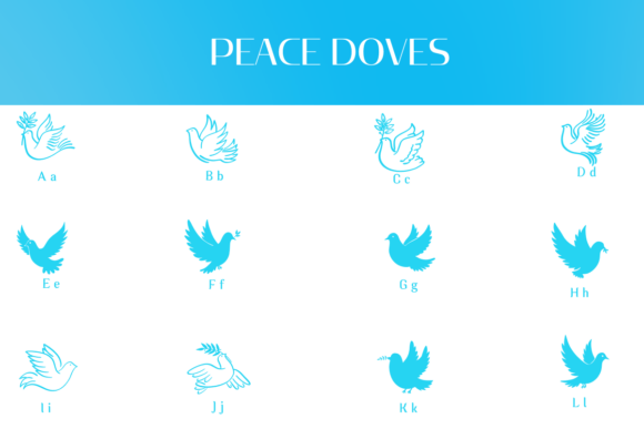 Peace Doves Font PNG with transparent background - Preview 1