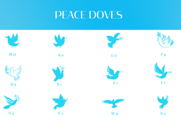 Peace Doves Font PNG with transparent background - Preview 2