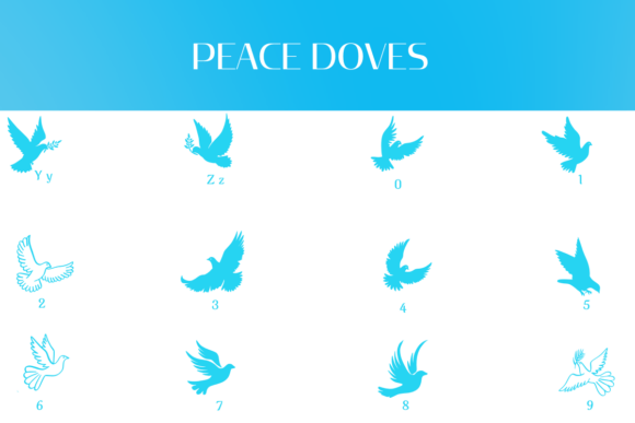 Peace Doves Font PNG with transparent background - Preview 3