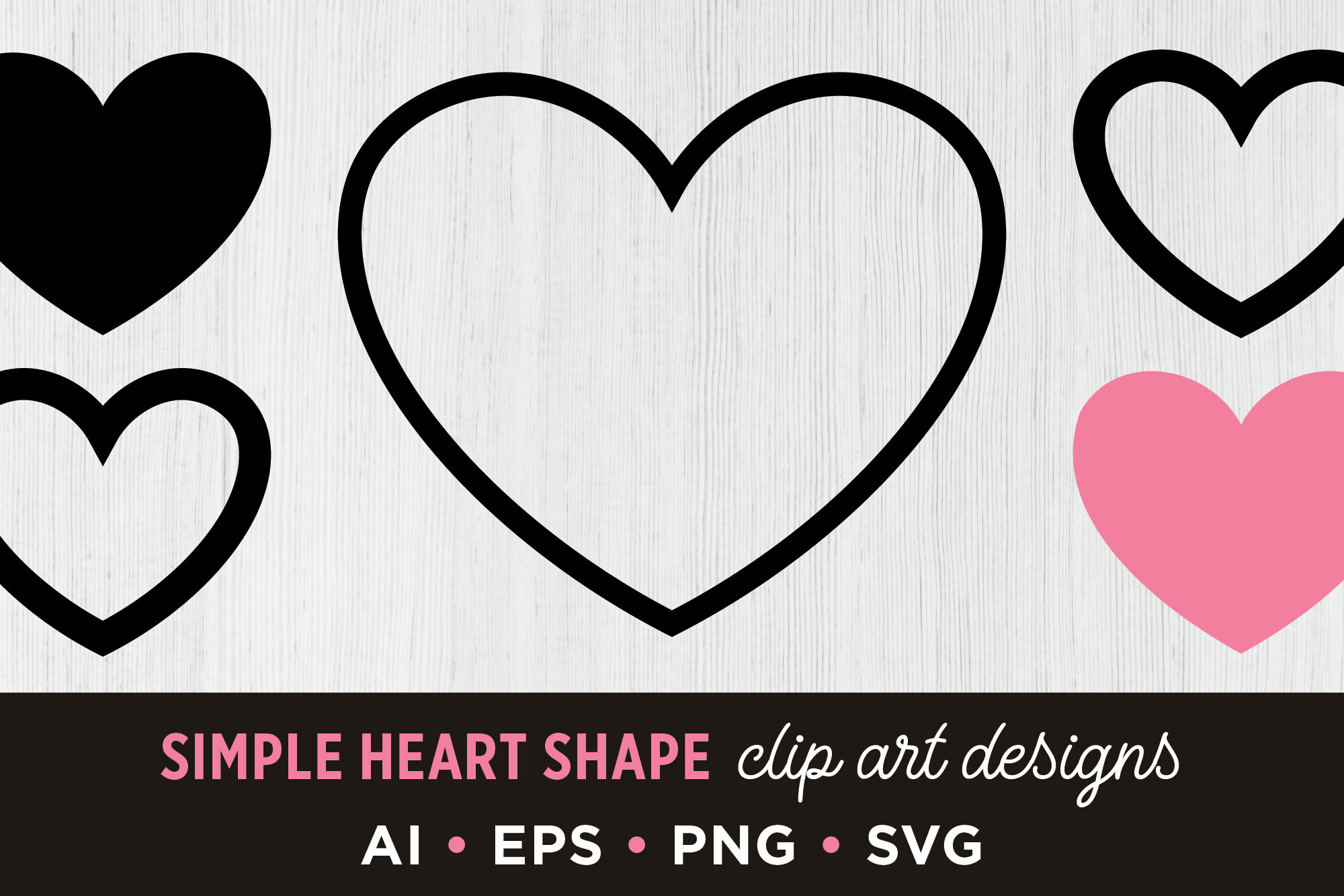 Simple Heart Shape Clip Art Set