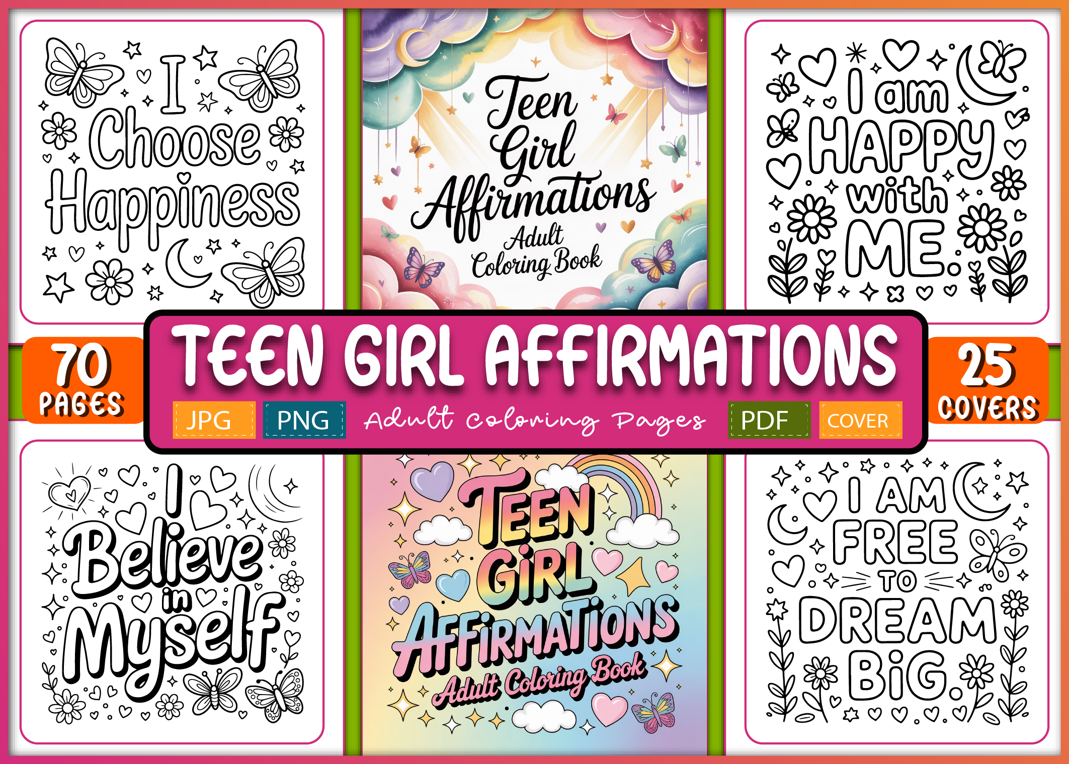 Teen Girl Affirmations – Coloring Book