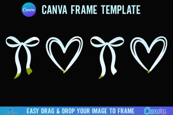 Valentine coquette bow heart Canva frame template