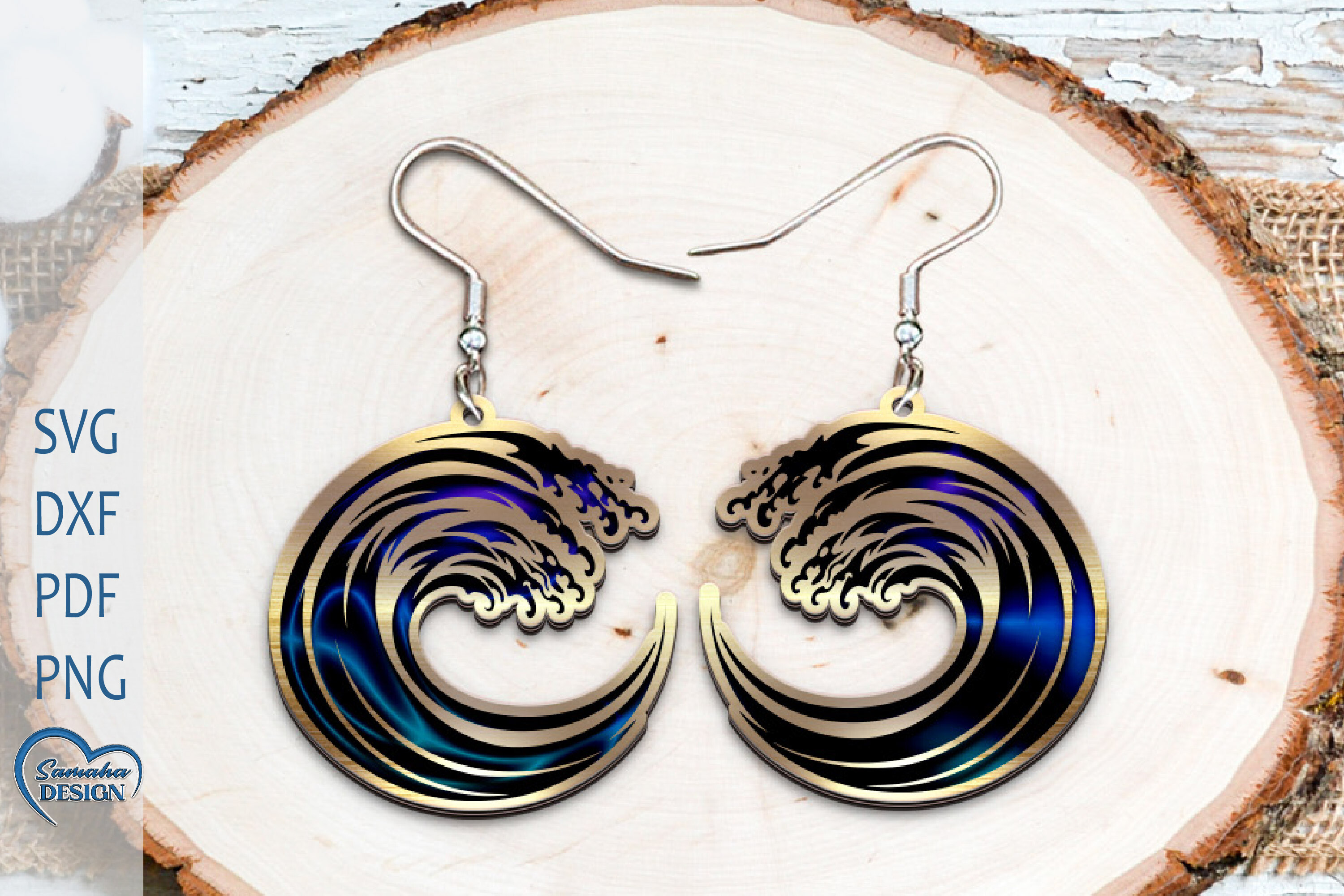 Wave Earrings Boho Laser Cut Engraving