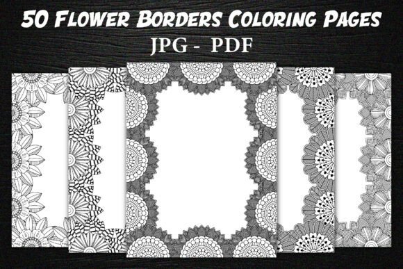 50 Flower Borders Coloring Pages for KDP Graphic by Pixvera · Creative ...