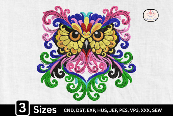 Colorful Folk Art Ornate Floral Owl