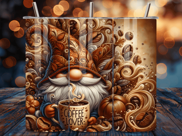 Cozy Coffee Gnome Lover Autumn Tumbler Graphic Tumbler Wraps By Aria Creates