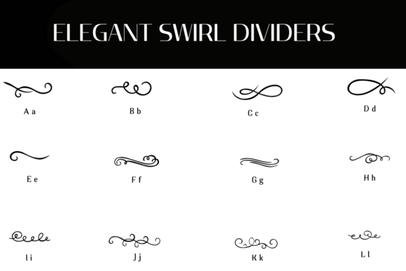 Elegant Swirl Dividers Font PNG with transparent background - Preview 1