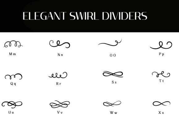 Elegant Swirl Dividers Font PNG with transparent background - Preview 2