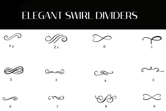 Elegant Swirl Dividers Font PNG with transparent background - Preview 3