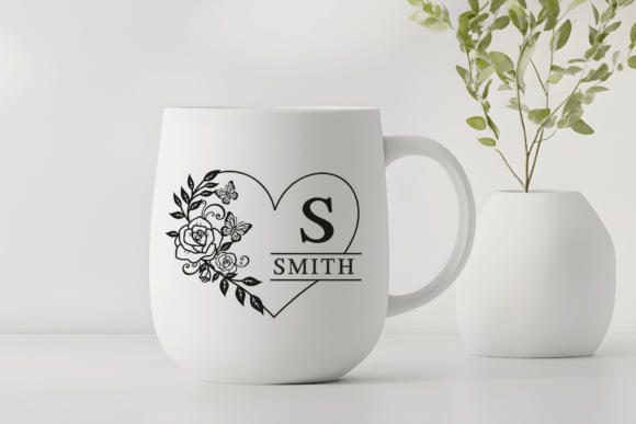 Heart Rose Monogram Font PNG with transparent background - Preview 2