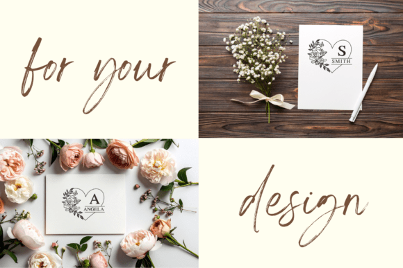 Heart Rose Monogram Font PNG with transparent background - Preview 3