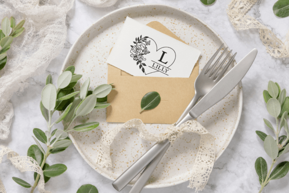 Heart Rose Monogram Font PNG with transparent background - Preview 4