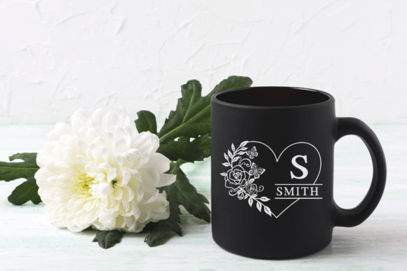 Heart Rose Monogram Font PNG with transparent background - Preview 5