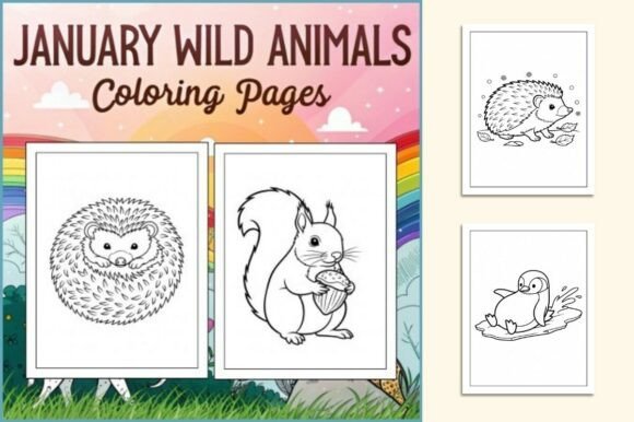 January Wild Animals Coloring Book