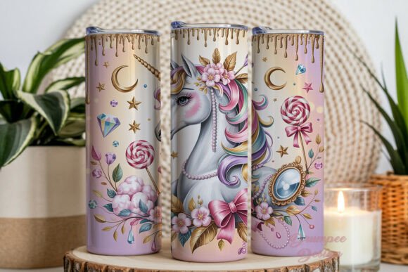 Magical Unicorn Pastel Glitter Tumbler Gráfico Envolturas de vaso Por Drumpee Design