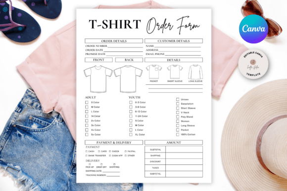 Printable Shirt Order Form document template