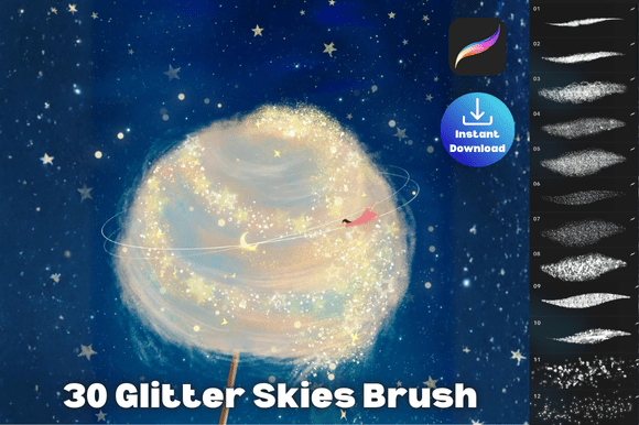 Procreate Glitter Shimmer Brush Graphic Brushes By kraftcake