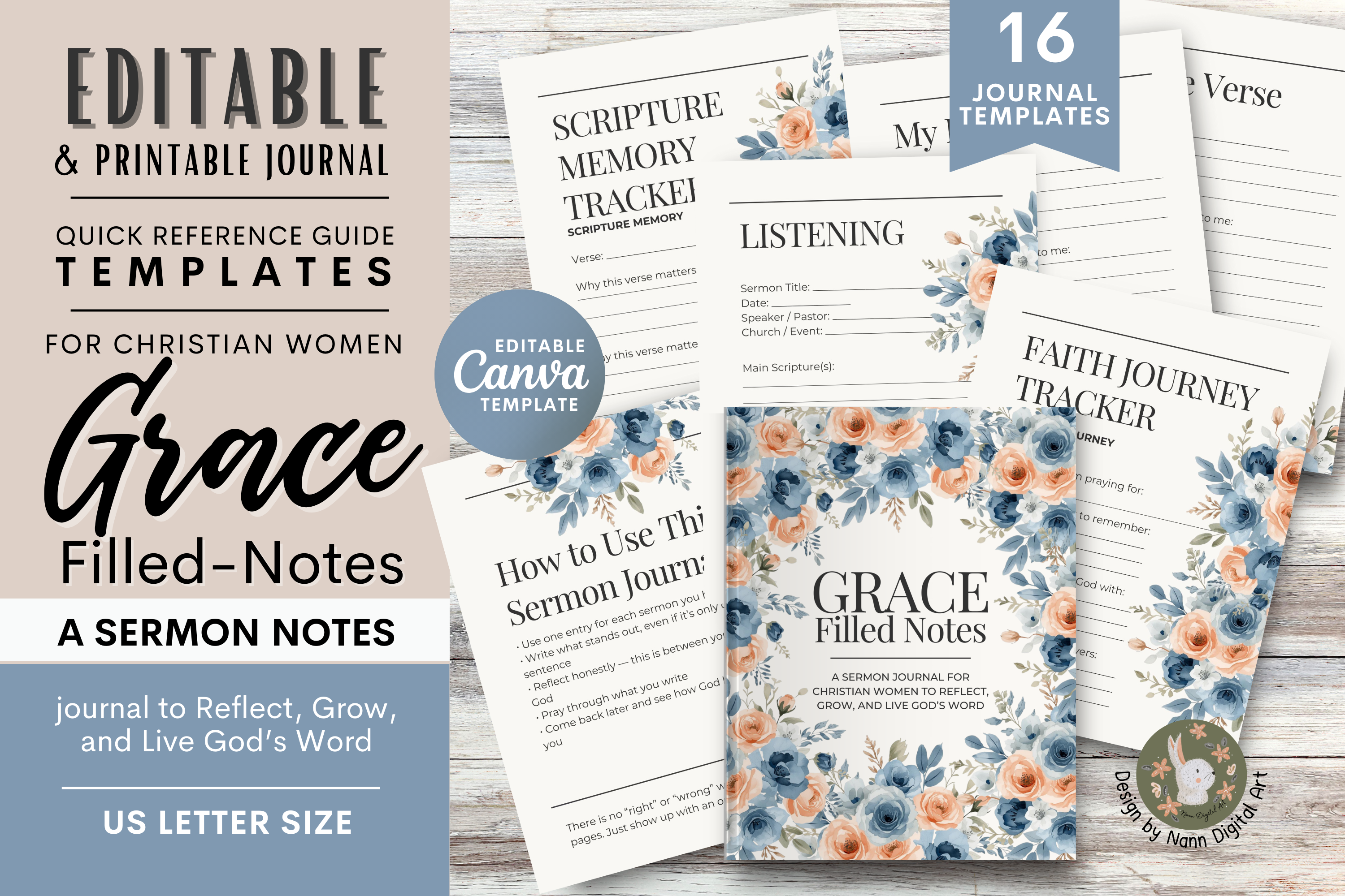 Sermon Notes Journal for Christian Women