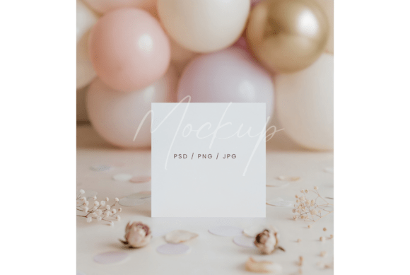 Square Card Mockup Balloons