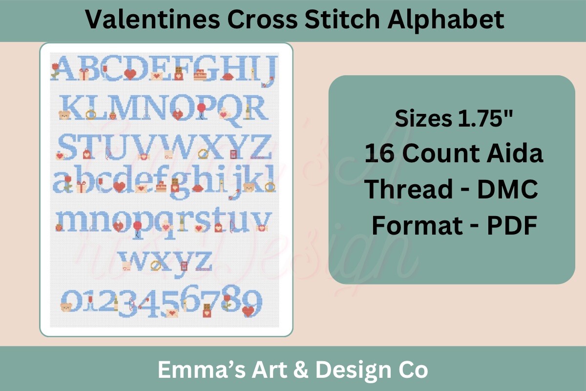 Valentine’s Cross Stitch Alphabet