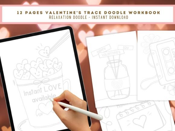 Valentine's Day Doodle Trace and Color