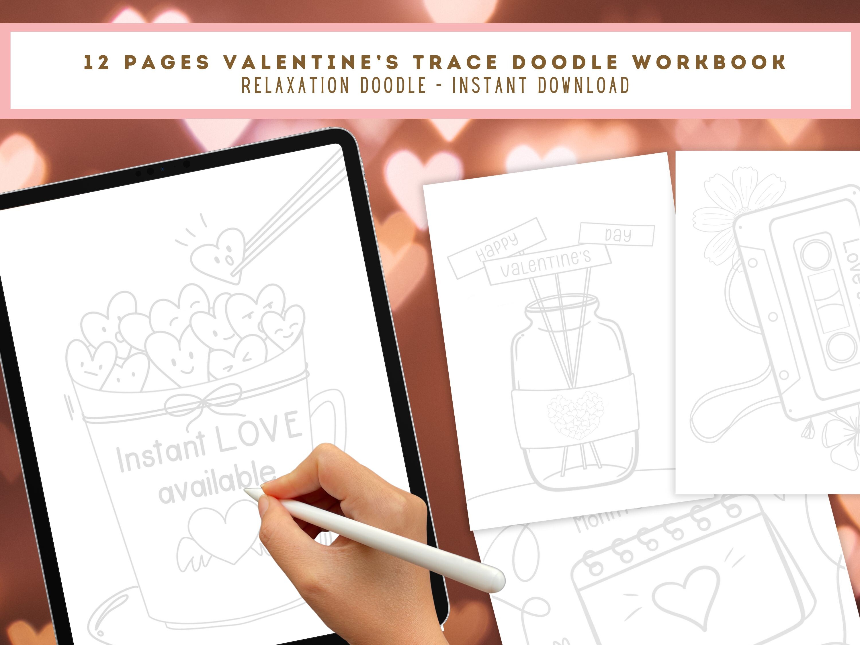 Valentine's Day Doodle Trace and Color