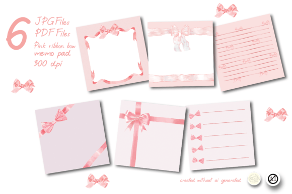 Watercolor Pink Ribbon Bow Memo Pad