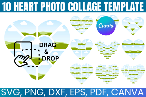 10 Heart Photo Collage Editable Template