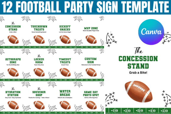 12 Football Party Sign Templates